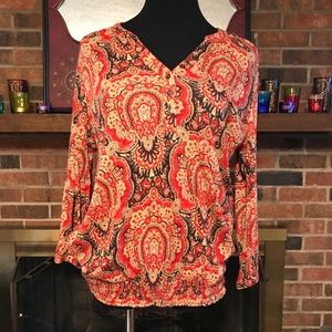 🍀Lucky Brand red patterned blouse🍀